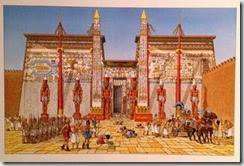 Représentation de l'antique temple de Thèbes par Jacques Martin