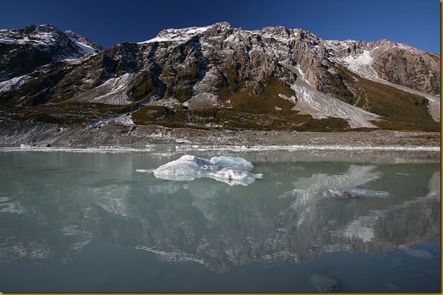 Iceberg floating in glacial hooker lake