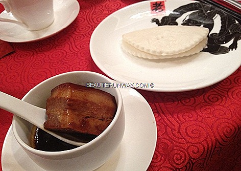 Old Hong Kong Legend Stewed Dong Bo Meat Cantonese Restaurant signture dish winter solstice menu raffles city singapore Soaked and marinated with Huadiao rice wine, soy sauce inegar pork belly freshly steam pancake sandwich
