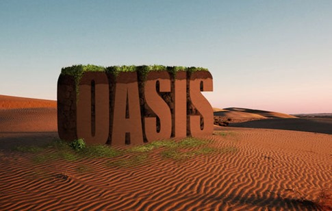 Texto 3D en el desierto