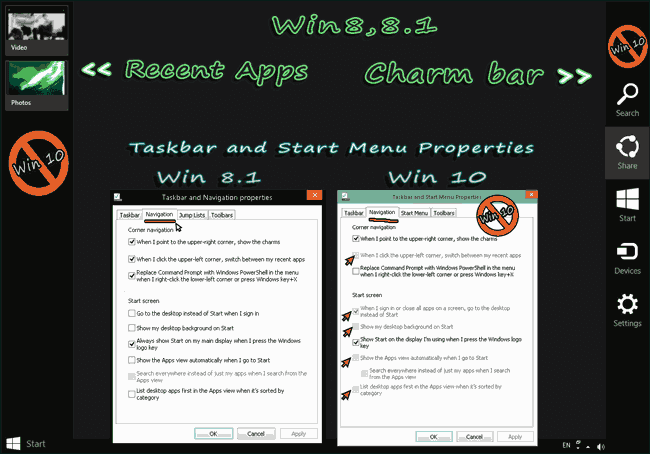 Windows10 Taskbar and Start Menu Properties 