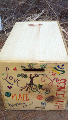 Finished owl box, rear view