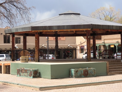 The Taos Plaza stage area for community gatherings
