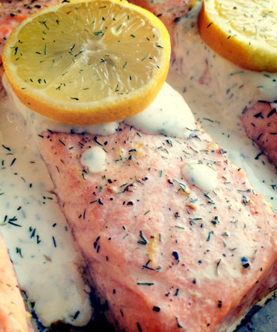 Lemon Salmon with Creamy Dill Sauce