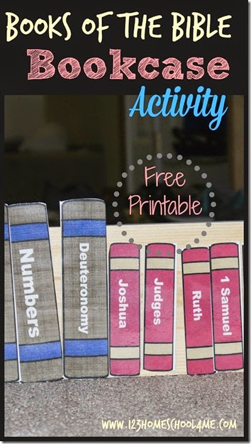 Books of the Bible Bookcase Activity for Kids! Get complete directions plus printable book spines grouped by part of the Bible. This is perfect for families, homeschoolers, and Sunday School Classes. Books of the Bible Bookcase Activity for Kids! Get complete directions plus printable book spines grouped by part of the Bible. This is perfect for families, homeschoolers, and Sunday School Classes.