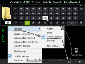 Create ASCII icon with touch keyboard