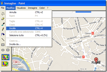 Incollare mappa Google Maps su Paint