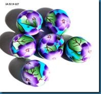 Purple flower coin beads