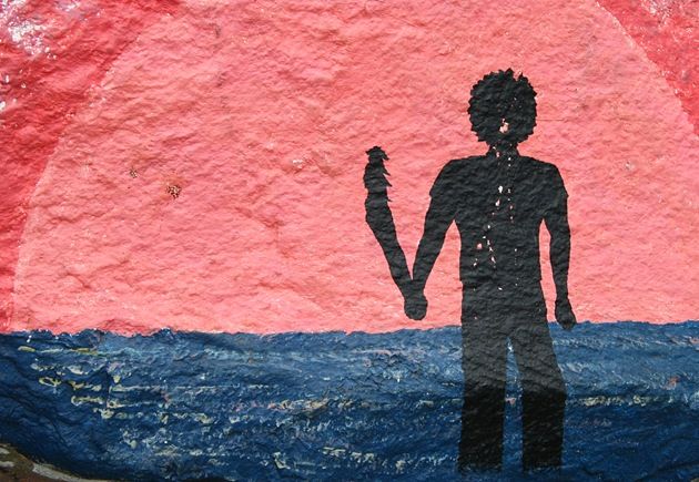 Rock art man silhouette