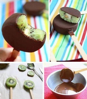 helado casero de kiwi y chocolate