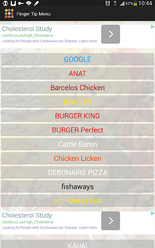 Fast Food Menu