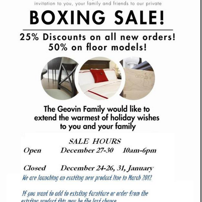 Sponsor News: Geovin Furniture Sale