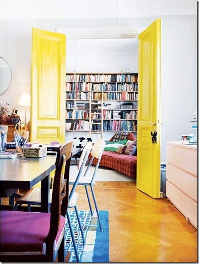 yellow interior doors via apartment therapy