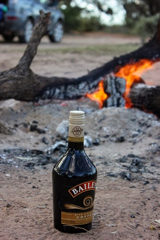 Camping with roasted marshmallows & Baileys