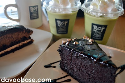 Super Moist Chocolate Cake at Macha Green Tea Freeze at Bo's Coffee