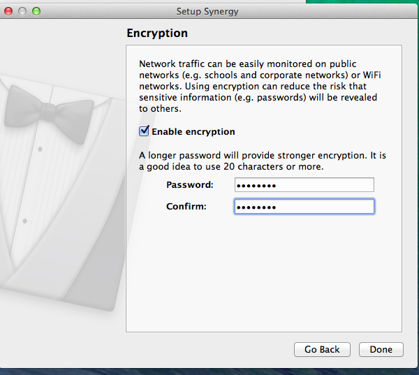 Mac Synergy appp asking you to set up encryption