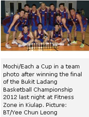 Mochi/Each a Cup in a team photo after winning the final of the Bukit Ladang Basketball Championship 2012 last night at Fitness Zone in Kiulap. Picture: BT/Yee Chun Leong 