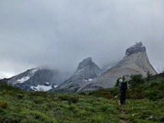 In front of the Cuernos in Torres del Paine, Chile.