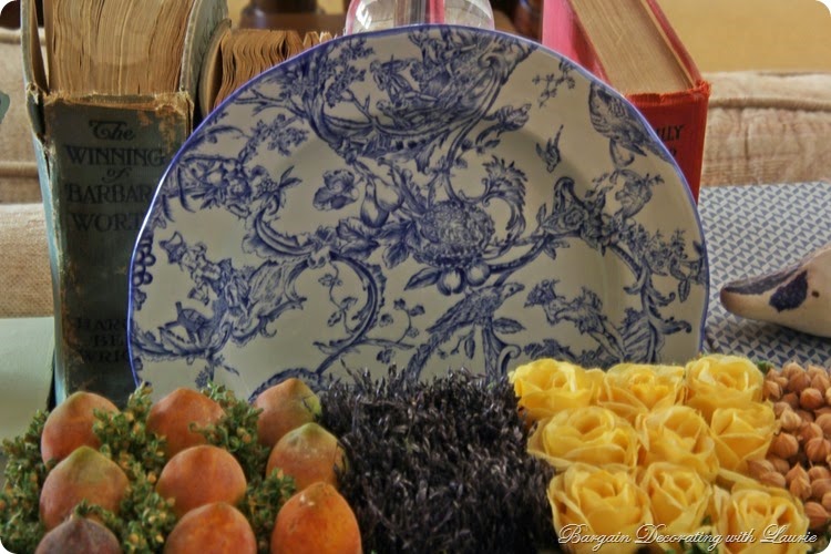 Blue and white plate with birds and nests-Bargain Decorating with Laurie