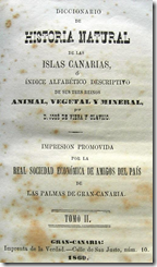 Diccionario de Historia Natural de las Islas Canarias por José Viera y Clavijo, Tomo II - Año 1869