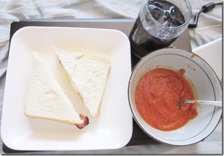 tomato soup, grilled cheese sandwich, 240baon