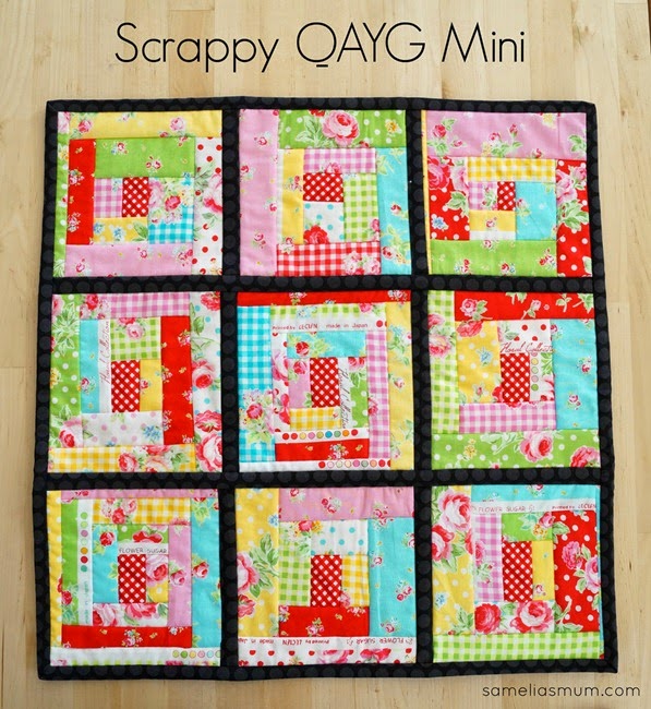 Scrappy QAYG Mini Quilt by SameliasMum