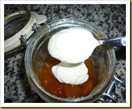 Merenda di yogurt alla marmellata di pesche con arachidi e zucchero di canna (2)