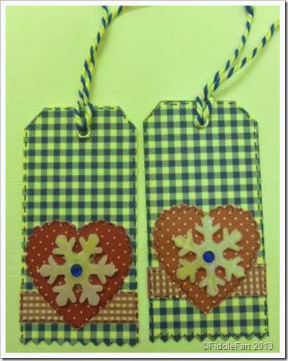 blue gingham snowflake gift tags