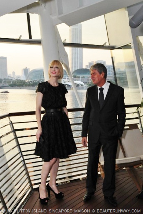 Cate Blanchett Louis Vuitton Island Maison Singapore Private deck Yves Carcelle with Swissotel Esplanade 