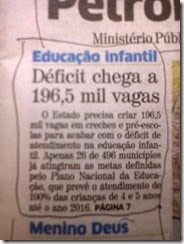 Educação infantil Déficit chega a 196,5 mil vagas - www.rsnoticias.net