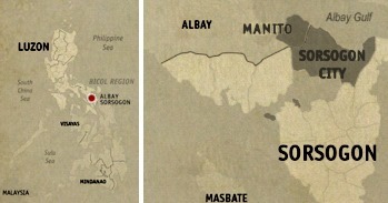 Sorsogon City and Manito Location Map
