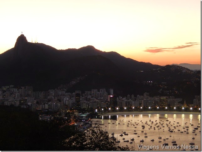 Entardecer no Morro da Urca, vista da Enseada de Botafogo e Corcovado