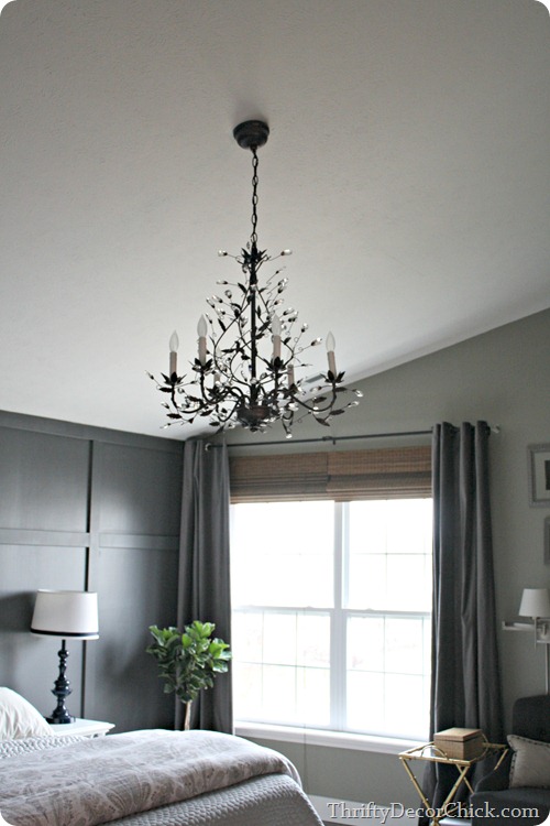 chandelier in bedroom