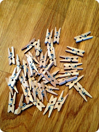 mini clothespins for holiday cards