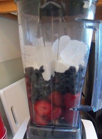 Strawberries, Blueberries, Yogurt and Ice layered