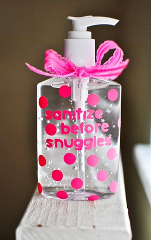 sanitize before snuggles baby girl gift