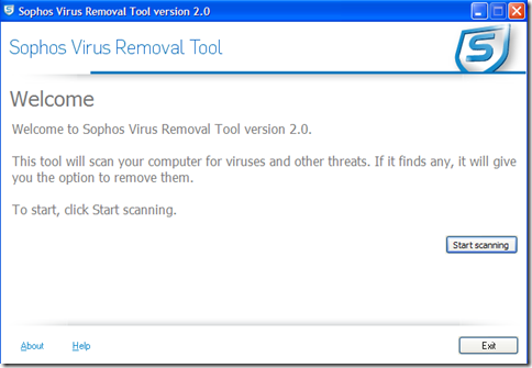 Sophos Virus Removal Tool avvia scansione