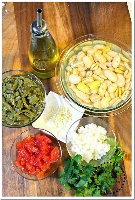 Ingredients needed to make vegan fava bean soup 