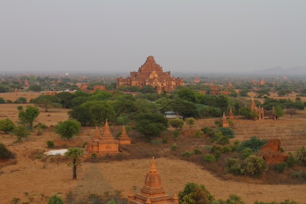 Dhammayangi temple as seen from the Shwe San Taw Temple, Bagan, Burma