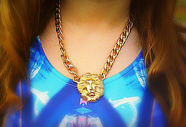 Gold Lion Head Necklace 