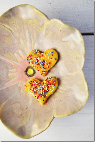 heart cookies with lemon curd and sprinkles