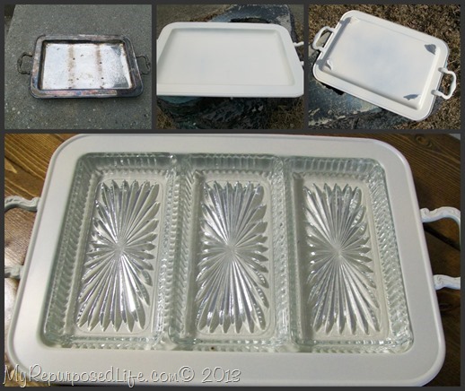 My Repurposed Life-update silver serving tray with spray paint