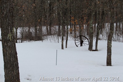 Almost 13 inches of snow April 22