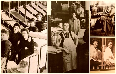 mill workers collage