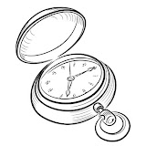 old open retro clock vector illustration, isolated on white background