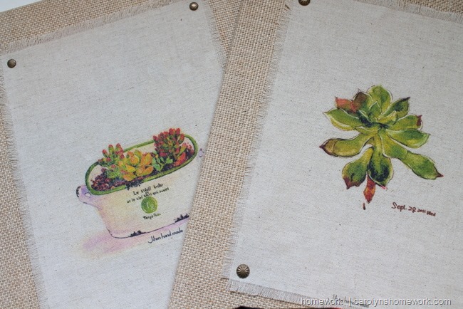 Fabric Prints on Burlap Canvas via homework | carolynshomework.com  