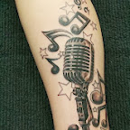 microphone treble clef music leg - Leg Tattoos Designs
