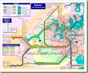RAIL and FERRY MAP for SYDNEY