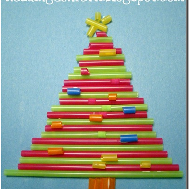 Manualidades Navidad: árbol hecho de pajitas