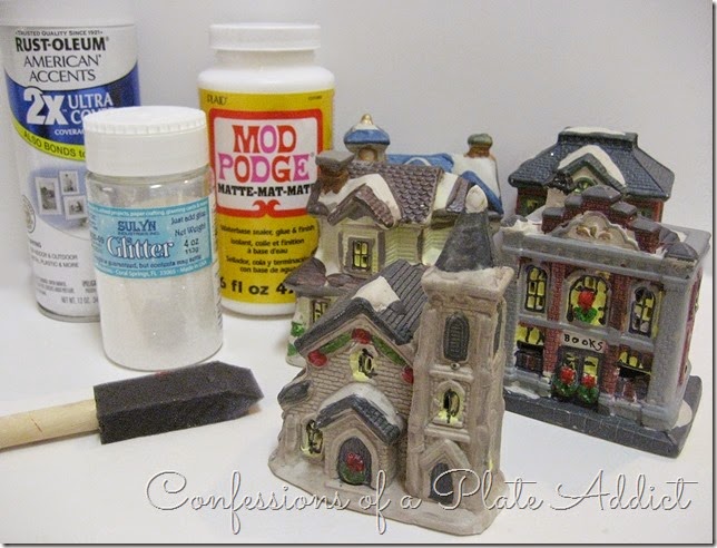 CONFESSIONS OF A PLATE ADDICT DIY Dollar Tree Snow Village supplies